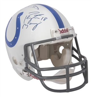 Johnny Unitas & Peyton Manning Dual Signed Indianapolis Colts Full-Size Helmet (JSA)